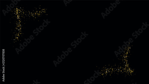 Sparkling golden dust particles create a festive decorative border on a deep black field for celebration themes