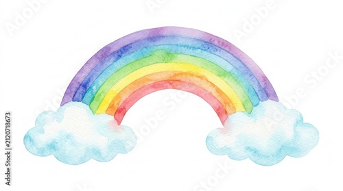Colorful watercolor rainbow illustration on a white background