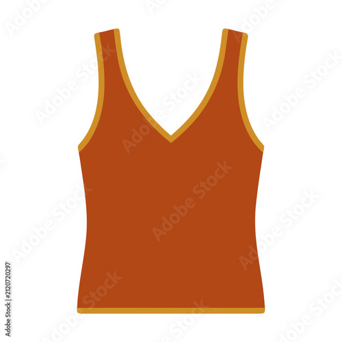Minimalist Terracotta Casual Tank Top Vector Illustration for Summer Fashion and Activewear Design