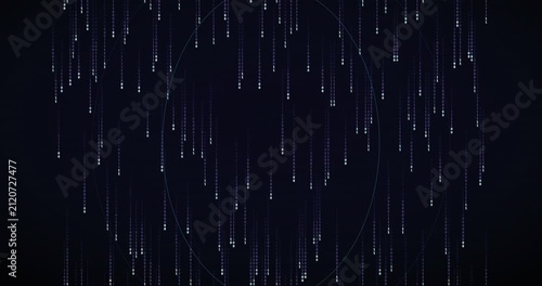 Binary code rain animation falls slowly through a deep violet mainframe background with a center-depth tunnel effect.