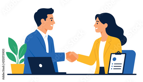 Quadro su tela Business professionals shaking hands in agreement.