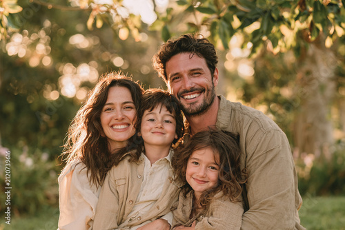 Joyful Family Outdoor Portrait in Fall Nature