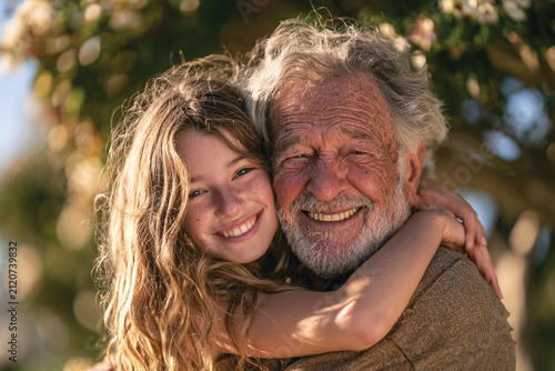 Grandparent and Child Bonding Together in Green Nature