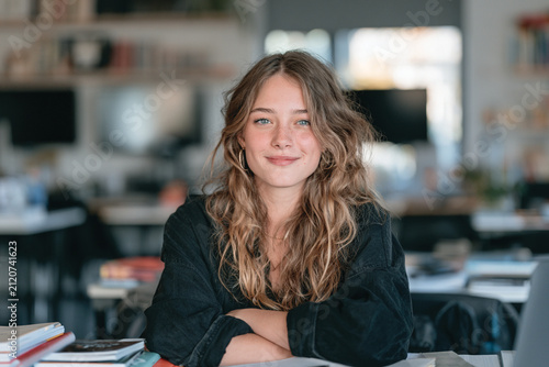Professional Student Portrait in Contemporary Classroom