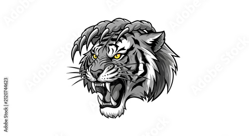 Obraz na płótnie Fierce Tiger Head Illustration Closeup.