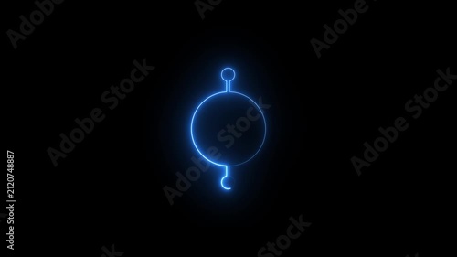 Glowing blue neon circle icon with dots