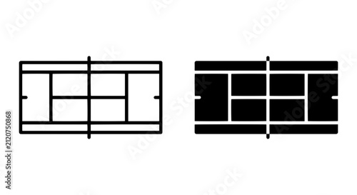 Tennis Court Icons, Top View, Sports Graphics, Vector Set