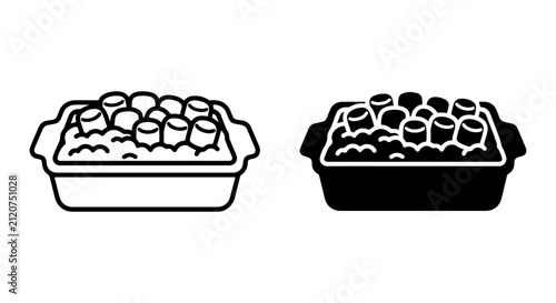 Foto Macaroni and Cheese Casserole Icon, Baked Pasta Dish Vector, Comfort Food Illust