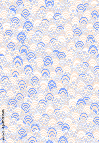 Cuadro en lienzo Seamless abstract background featuring overlapping semicircular motifs in fine w