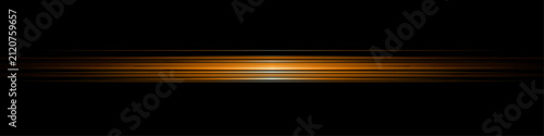 Anamorphic gold lens flare, horizontal orange light streak on black background, cinematic glowing beam effect, radiant laser line vector