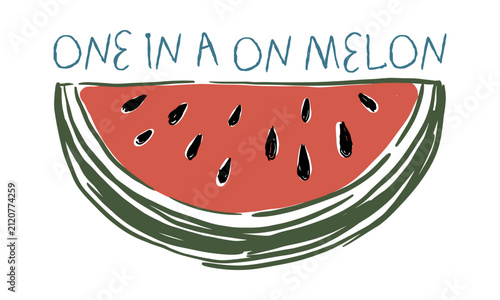 Bild auf Leinwand One in a melon pun with watermelon slice