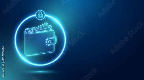 3D holographic digital wallet illustration showing secure financial storage, payment technology, and virtual asset management concept
