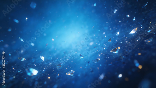 Floating crystal shards in blue space