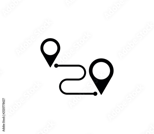 Minimal location icon with connected route markers