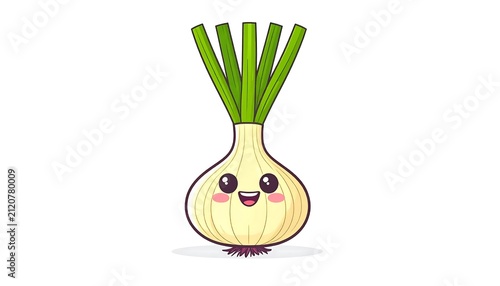 Cute cartoon pineapple plant with green leaves.