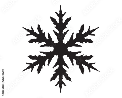  Intricate black and white snowflake shape icon representing winter weather and icy cold atmosphere with snowflake silhouette geometry symmetrical delicate isolated meteorology forecast