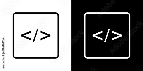 фотографія Code snippet icon with rounded square frame, for programming syntax, software de