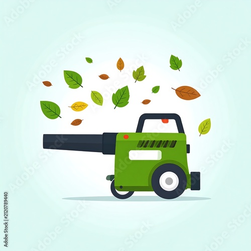 Eco friendly garbage truck with falling leaves background.