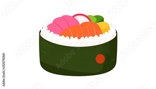 Colorful fruit tart on green plate isolated.