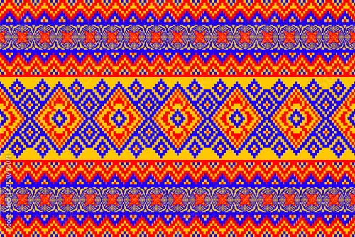 seamless geometric pattern
Ethnic and folk-inspired patterns featuring contrasting red and blue hues against a yellow background—designs well-suited for modern fashion, graphics, and wallpapers.