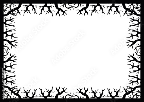 black and white frame with flowers halloween