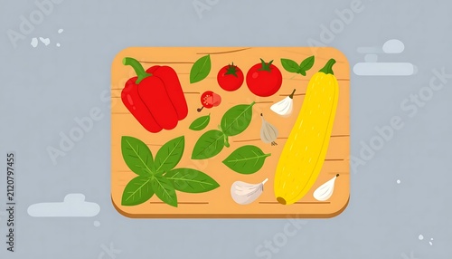 Fresh strawberries and mint in a yellow bowl on a blue background.