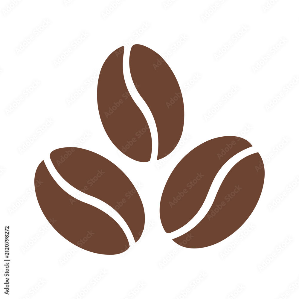 Fototapeta premium Coffee Bean Cluster Brown Silhouette On White Background