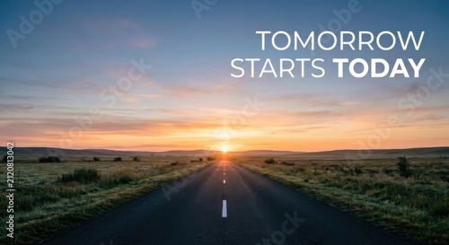 Open Road Leads to Inspiring Sunrise, Symbolizing a New Beginning