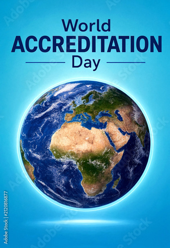 Beautiful globe illustration celebrating world accreditation day with vibrant colors and clear text