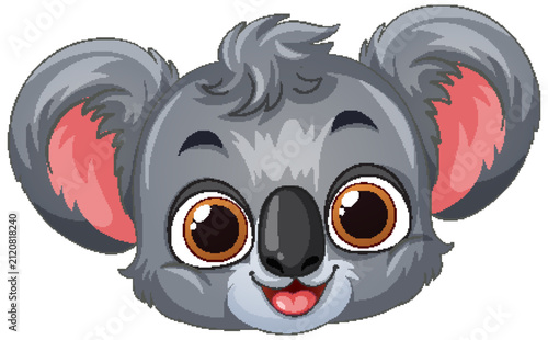 Cute Cartoon Koala Face Vector Illustration on White Background
