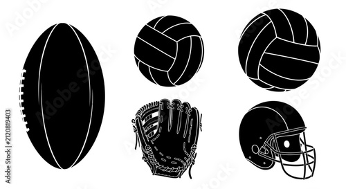 Картината върху платно Sports equipment icons with including football volleyballs volleyballs baseball