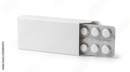 Konstfotografi White medicine box and blister pack of pills