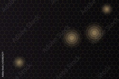 Black Abstract Background with Diamond Outlines and Glow Rings