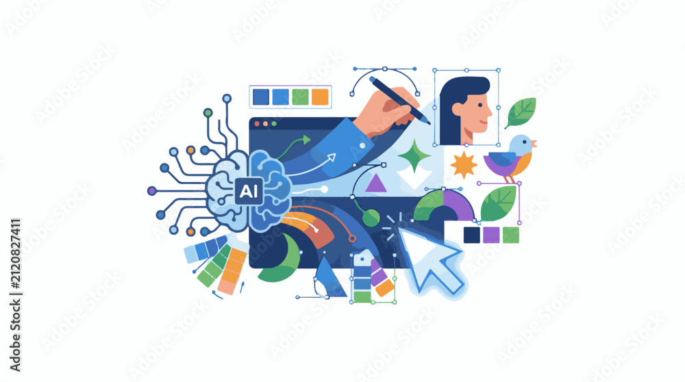 Obraz premium AI technology enhancing creative design and digital art workflows