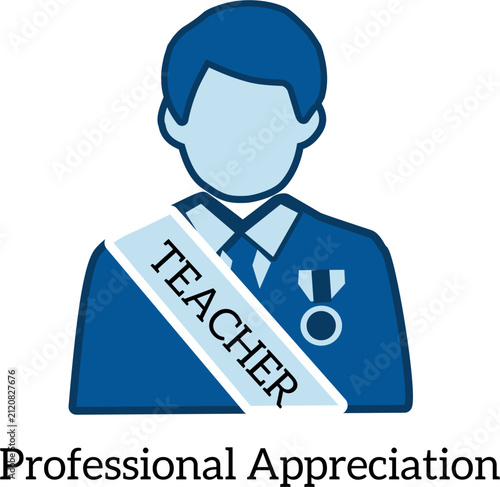 Professional Teacher Appreciation Award Recognition Flat Vector Icon