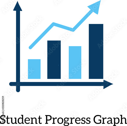 Student Progress Growth Chart Educational Analytics Flat Vector Icon