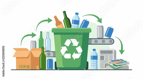 Recycling items into a bin and onto a conveyor belt