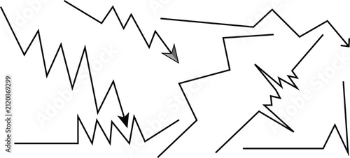 Canvastavla Black line arrows and jagged zigzag chart elements, set of 8 geometric vector ic