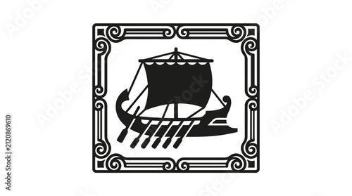 Viking Ship Silhouette Illustration.