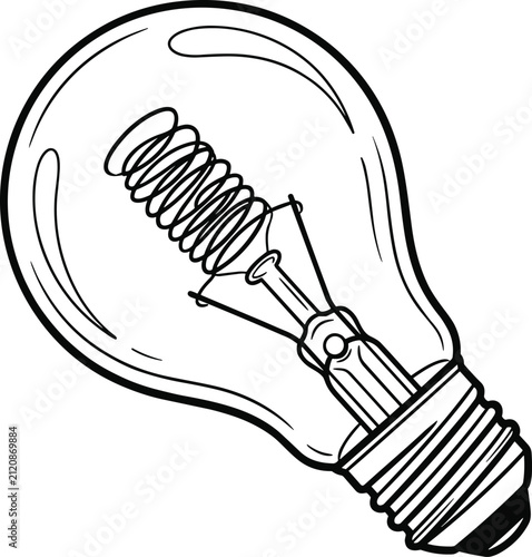 Fotografía Classic incandescent light bulb sketch symbolizing creative idea generation brai