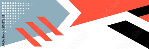 Abstract Geometric Coral Red Orange Red Dark Gray stripe footer