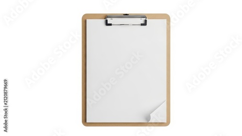 Empty wooden clipboard with metal clip on top for notes or paper