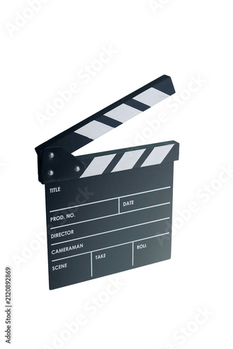 фотографія Film production clapper slate symbol of cinema and filmmaking isolated on transp