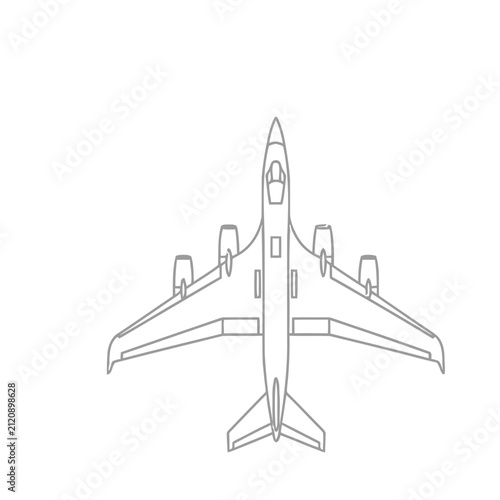 Top view outline of a four-engine jet airplane