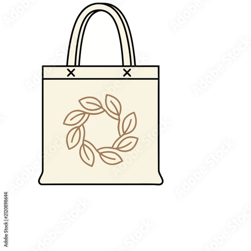 Tote bag with leaf wreath illustration