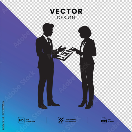 Business People Discussion Silhouette – Corporate Meeting Vector Illustration

