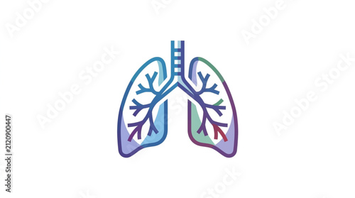 Принти на полотні Colorful illustrated human lungs anatomy diagram.