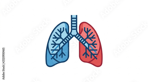 фотографія Colorful illustrated human lungs with trachea and bronchi.
