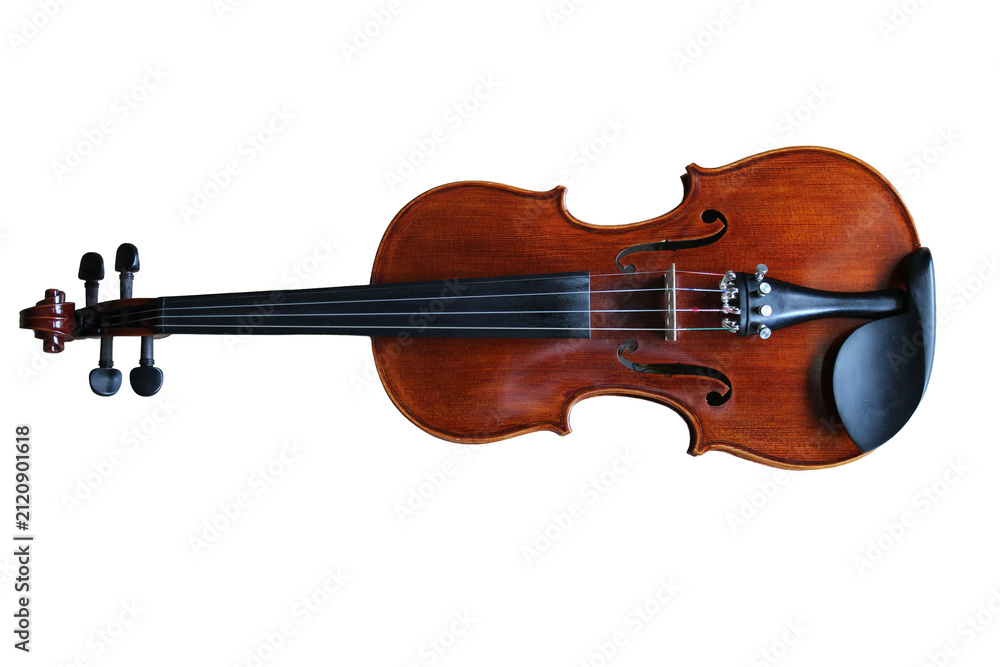 Fototapeta premium Classic wooden violin isolated on transparent background