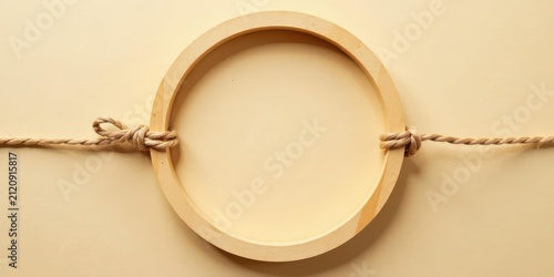 Oval Wooden Frame Suspended by Rope, a Minimalist Design Element for Your Projects